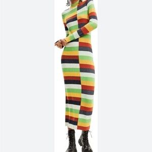 Desigual Multicolor Striped Long Sleeve Dress